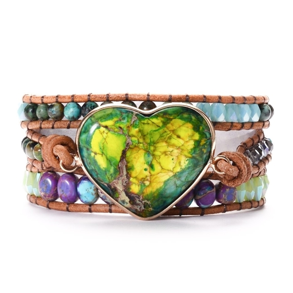 Gemstone Leather Wrap Bracelet - Picture 4 of 4